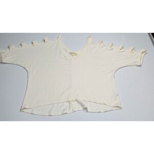 Lost April Womens Medium V Neck Cutout Sleeve Top Casual Blouse (1257)